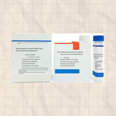 सटीक निदान के लिए लेटेक्स इम्यूनोटर्बिडिमेट्रिक विधि का उपयोग करके 96 परीक्षणों के साथ उच्च संवेदनशीलता ASO अभिकर्मक